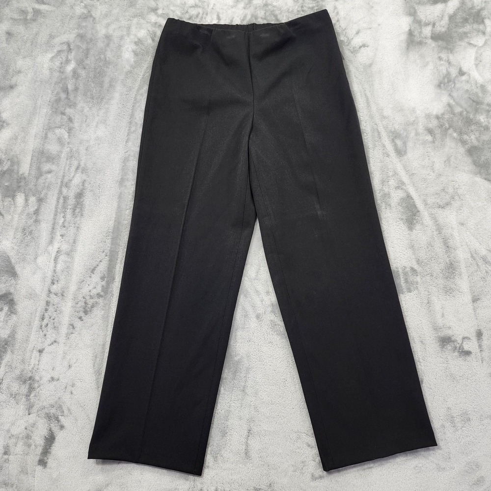NEW‎ Rafaella Pants Womens 8P PETITE Black Double Stretch Straight Leg Side Zip
